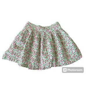Lilly Pulitzer Green Pink Floral Skirt Cotton‎ Girls Size 10